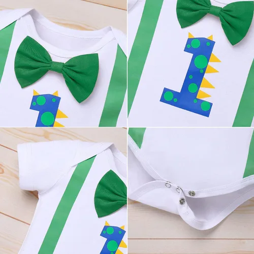 Vista 13 de IBTOM CASTLE Disfraz de carnaval de circo para el primer cumpleaños con temática de carnaval para bebé niño con tirantes y pajarita, sombrero