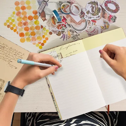Vista 4 de SaFeHoM 212 Pcs DIY Vintage Journal Set for Women Gifts Scrapbook Diary Supplies including Aesthetic Journals, Scrapbook Paper, Washi Stickers