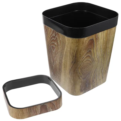 Vista 3 de Holibanna Basurero rectangular de 3.7 galones, papelera rústica para reciclaje, cesta de almacenamiento para oficina, baños, cocinas