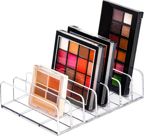 Vista 5 de JessLab Paleta de sombra de ojos, organizador de maquillaje acrílico de 7 secciones divididas, organizadores de maquillaje y almacenamiento