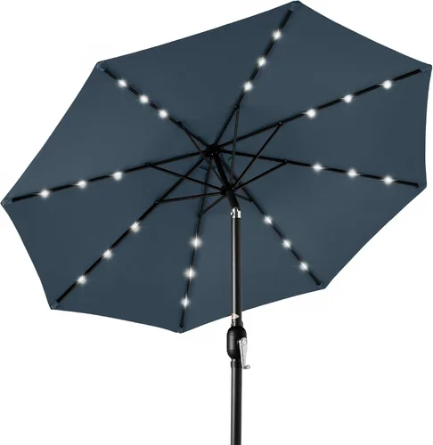 Vista 25 de Best Choice Products Sombrilla de Patio Solar de Poliéster con Luz LED de 10 pies con Ajuste de Inclinación y Tela Resistente a los Rayos UV - Gris