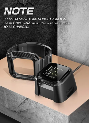 Vista 4 de Correa Supcase Unicorn Beetle Pro de repuesto para reloj Fitbit Versa 2, banda protectora para caja de reloj, Negro, SUP-Fitbit-Versa2-UBPro-Black
