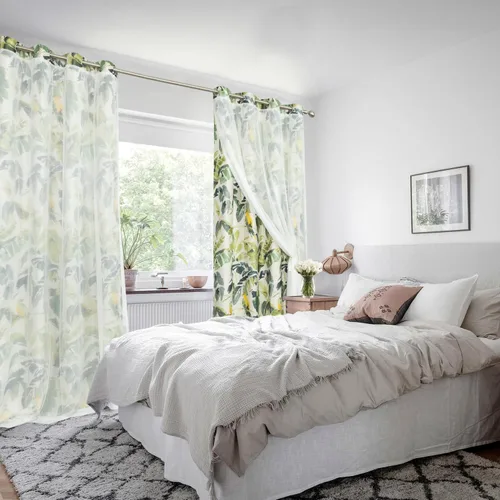 Vista 17 de Leeva Cortinas opacas para puerta corredera, cortinas de bloqueo de luz con hojas de serie azul, cortinas pesadas para ventanas de guardería, 2