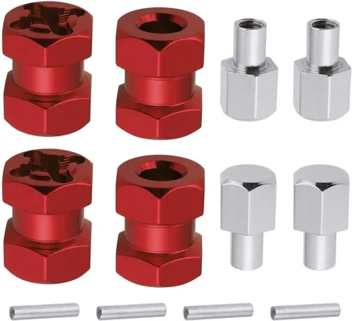 Vista 12 de Hobbypark - Paquete de 4 cubos de transmisión hexagonal de rueda de 0.472 in, acoplador combinador de aluminio, extensión de desplazamiento de 0.591