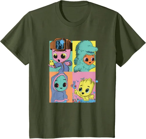 Vista 9 de Marvel I Am Groot Pop Art Costumes Box Up Camiseta, Negro