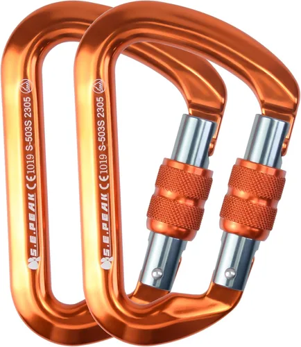 Vista 8 de SEPEAK UIAA - Mosquetón de escalada con bloqueo de 30 kN, clip profesional para puerta de tornillo resistente para escalada al aire libre