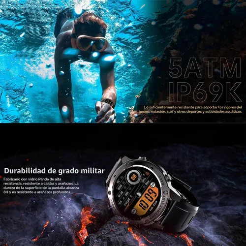 Vista 6 de Reloj inteligente con pantalla AMOLED de 1.43 pulgadas, resistente al agua, brújula, altitud, rastreador de actividad física de larga espera
