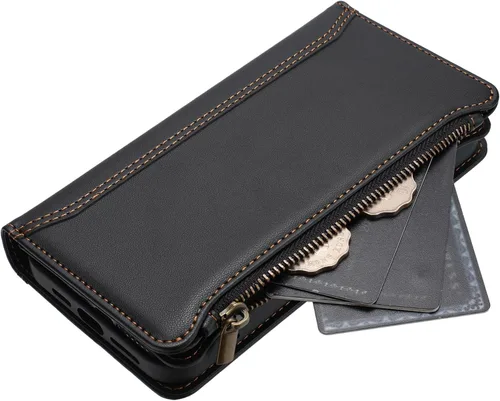 Vista 4 de Compatible con Tecno Spark Go 1 / Spark Go 2025, compatible con Tecno Pop 9 4G, funda con función atril y doble ranura para tarjetas con cremallera