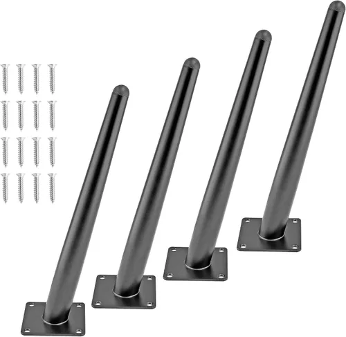 Vista 9 de 4 patas de muebles de 6 pulgadas, patas de metal cónicas oblicuas, color negro mate, pies de muebles de estilo de mediados de siglo para sofá