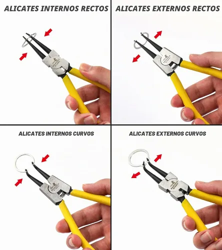 Vista 3 de Juego de alicates de anillo de presión de 7 pulgadas, juego de alicates de clip de circuito interno/externo de alta resistencia con mandíbula