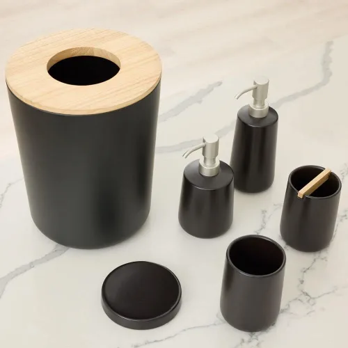 Vista 6 de iDesign Ceramic Earth Collection Bar Soap Dish, Matte Black (Pack of 12)