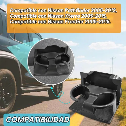 Vista 4 de Portavasos para Pathfinder 2005-2012, Xterra 2005-2015, Frontier 2005-2019 REA Reemplazo para caja de consola central de asiento trasero