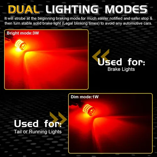 Vista 5 de iBrightstar - Las más novedosas luces de freno intermitentes estroboscópicas de 9 a 30 V, 912, 921, W16W, T15, 906, focos LED con lente. Rojo