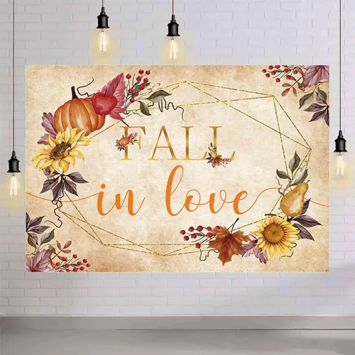 Vista 5 de AIBIIN Telón de fondo de otoño de 7 x 5 pies, para dar gracias a tu amante, rústico, boda, fotografía, fondo, mujer, novia, decoración de fiesta