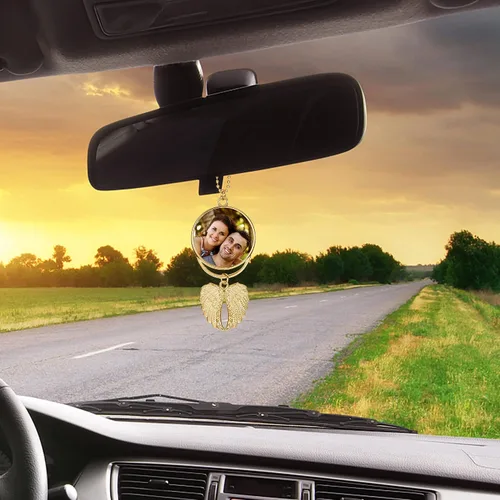 Vista 3 de Personalized Master Adornos de fotos personalizados para colgar en el automóvil, adorno de doble cara para grabado de imagen para accesorios