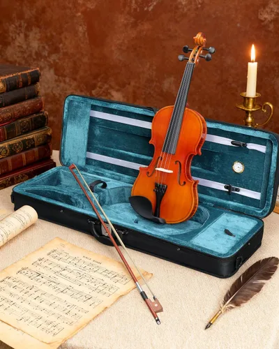 Vista 9 de Ktaxon Violín 4/4 Juego de Tamaño Completo Fiddle, Kit Completo de Violines Acústicos con Tablero Hecho a Mano, Estuche Rígido Ligero de Iniciación