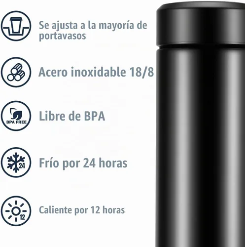Vista 4 de Botellas de agua de acero inoxidable de 17 onzas, botella de agua delgada, botella de agua térmica, botella de agua aislada que mantiene el calor