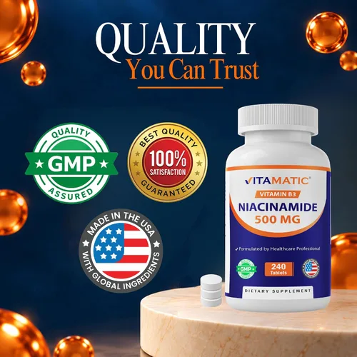 Vista 7 de Vitamatic Niacinamida 500 mg 240 Tabletas - Vitamina B3 sin rubor - Apoya la producción de energía