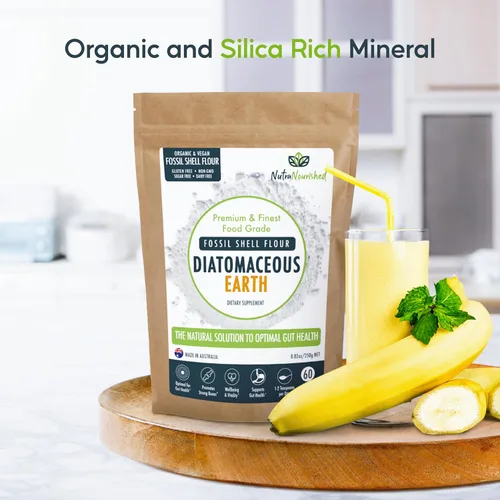 Vista 5 de Polvo de harina de concha fósil para desintoxicación, salud digestiva y bienestar natural - Suplemento mineral orgánico y rico en sílice. 8.82 oz