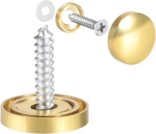 Vista 8 de uxcell Tornillos de espejo tapas decorativas cubierta clavos oro pulido 0.394 in 8pcs