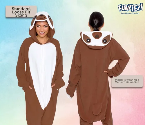 Vista 3 de Adult Onesie Halloween Costume - Animal and Sea Creature - Plush One Piece Cosplay Suit for Adults, Women and Men FUNZIEZ!