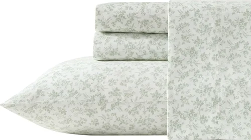 Vista 15 de Laura Ashley - Juego de sábanas individuales con sábana bajera y funda de Bettinas Blooms Rojo