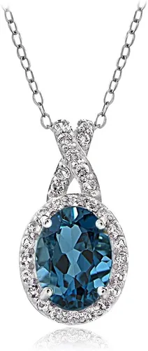 Vista 8 de B. BRILLIANT Collar de plata de ley auténtica, creada o simulada, con topacio blanco X y ovalada para mujer Amatista - Destello de oro amarillo