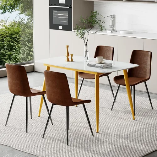 Vista 26 de Juego de 4 mesas de comedor negras para mesa de comedor de 4,50 pulgadas para 4, sillas de cocina de piedra sinterizada, fácil de montar, adecuado