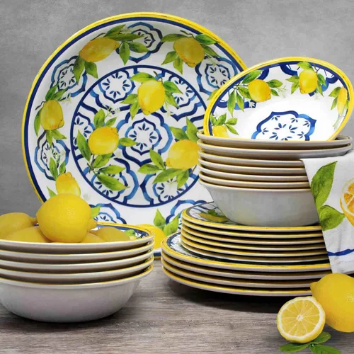 Vista 4 de Le Cadeaux Plato de ensalada de melamina de 9 pulgadas, juego de 4, Palermo