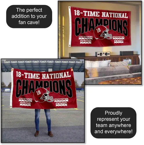 Vista 5 de Bandera de Alabama Crimson Tide 2020 18 Time College Football Champions