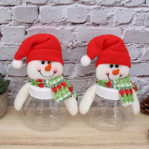 Vista 2 de Abaodam 5 cajas de galletas de Navidad, tarros de dulces de Navidad con tapas, tarros de plástico para dulces de Navidad, caja de almacenamiento