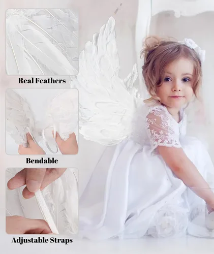 Vista 5 de Hyperzoo Angel Wings with Halo Headband for Girls Fallen Angel Costume for Kids Toddler Adult for Halloween Christmas Party