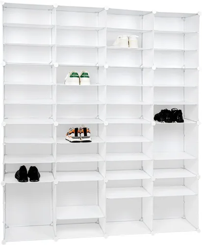 Vista 12 de 20 unidades de zapatero organizador de cajas de plástico apilables, organizador de zapatos plegable, organizador de zapatos portátil, estantes