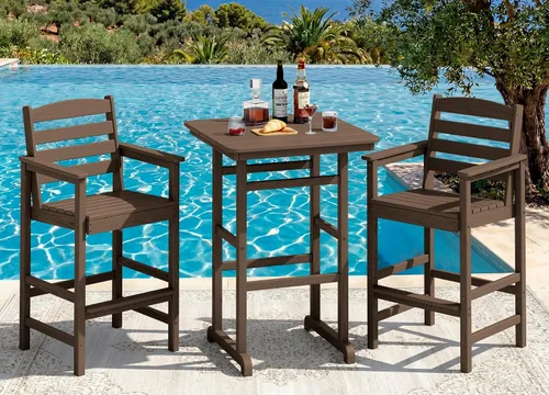 Vista 33 de SERWALL Juego de 3 sillas Adirondack de alta densidad y mesa de bar, Aruba