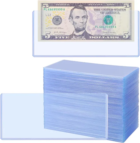 Vista 8 de Uncle Paul PN03L60 - 60 soportes para dinero de papel transparente, 6.8 x 2.9 pulgadas, protector de billetes de PVC transparente, fundas para 60