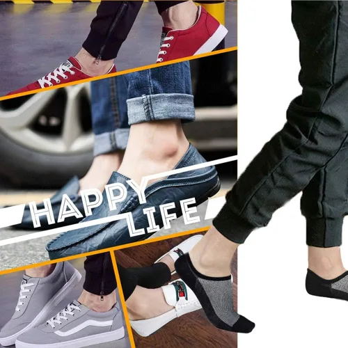 Vista 7 de Faustine Calcetines invisibles de corte bajo para hombre, antideslizantes, 8 pares, 16 pares