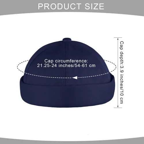 Vista 2 de URATOT 4 piezas de sombrero sin ala Docker Cap Retro algodón sin ala sombrero ajustable puño enrollado sombreros sin ala para hombres