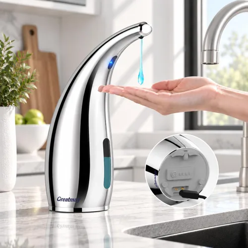 Vista 19 de Dispensador Automático Ajustable de Jabón Sin Contacto, Dispensador de Bomba de Jabón Líquido Sensor Sin Contacto con 4 Niveles Ajustables