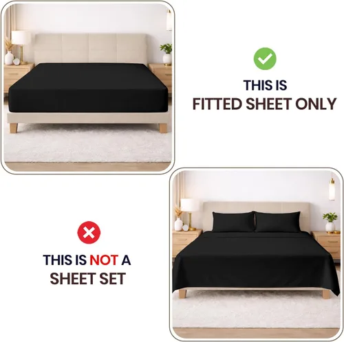 Vista 50 de SGI bedding 100% Egyptian Cotton 600 TC Twin Size Fitted Sheet Only Soft, Smooth Sateen Weave 15" inch Deep Pocket Fitted Bed Sheet - White