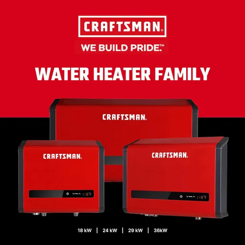 Vista 8 de CRAFTSMAN Calentador de agua eléctrico sin tanque de 24 kW, 240 voltios, 3.74 GPM, tecnología auto-modulante multiaplicación para toda la casa, agua