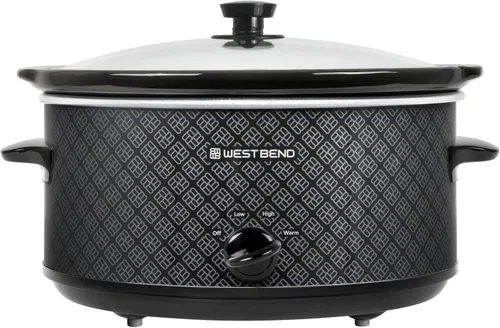 Vista 6 de West Bend Olla de cocción lenta manual de 6 cuartos estilo cerámica con olla de cerámica ovalada apta para lavavajillas y tapa de vidrio, dos Negro