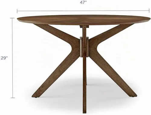 Vista 3 de Modway Crossroads - Mesa de comedor redonda de madera de 47 pulgadas, nogal