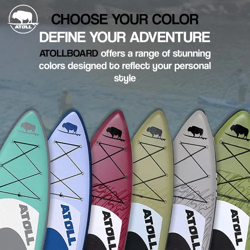 Vista 4 de Atoll Inflatable Paddle Board with Premium SUP Stand Up Paddle Board Accessories & Back Pack, Non-Slip Comfort Deck for Unisex Adult