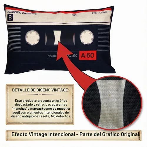 Vista 2 de Almohada con cinta de casete, fundas de almohada para geeks de 12 x 20 pulgadas, solo funda