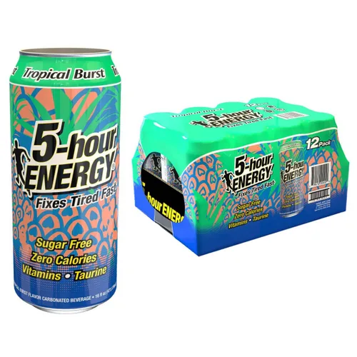 Vista 3 de 5-hour ENERGY Bebidas energéticas extra fuertes, sabor a sorbete arcoíris, latas de 16 onzas líquidas, 12