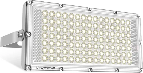 Vista 11 de Viugreum Luz de inundación LED de 100 W, 8000 lúmenes, 3000 K, blanco cálido, reflector delgado para exteriores, luces de seguridad impermeables