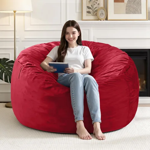 Vista 48 de Silla Puf de 2 Pies con Funda de Terciopelo Ultra Suave Sofá Puf con Espuma con Memoria Sillas Puf de Tamaño Grande Sofá Perezoso para Dormitorio