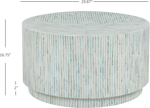Vista 3 de Linon Home Decor Products Mesa de centro Kiro Blue Capiz