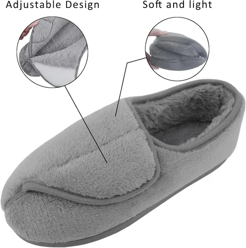 Vista 2 de Git-up Pantuflas diabéticas de espuma viscoelástica para mujer, artritis, edema, ajustables, con puntera cerrada, pies hinchados, cómodos