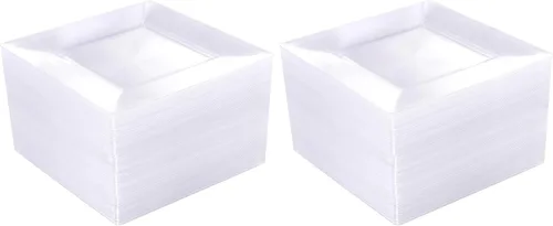 Vista 9 de WDF 60 platos de plástico transparente – Platos cuadrados desechables para postre/ensalada – Plato de plástico de 7 pulgadas para aperitivos de boda